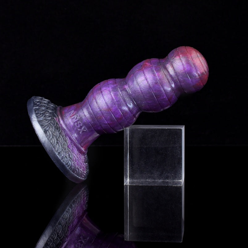 Fantasy Beaded Purple Silicone Small Dildo – Dual Density Anal Butt Plug Sex Toys for Women