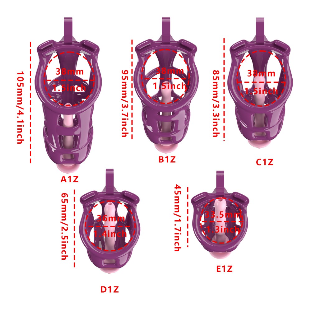 3D Printed Male Chastity Cage with Lock & 5 Rings – Resin Virginity Device for Men