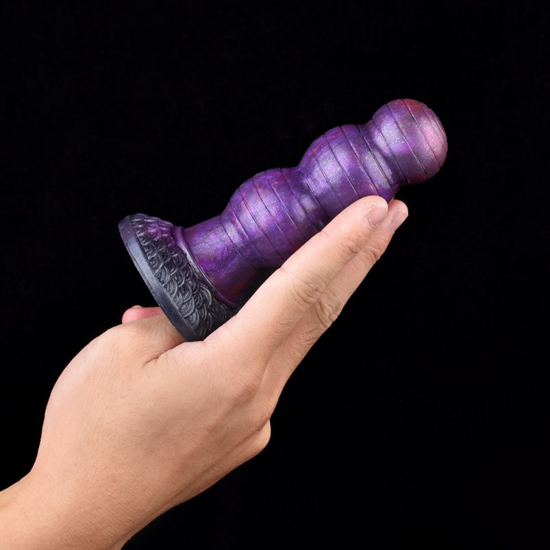 Fantasy Beaded Purple Silicone Small Dildo – Dual Density Anal Butt Plug Sex Toys for Women