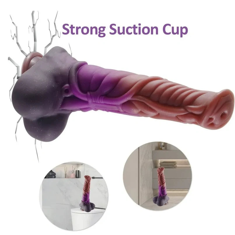 Horse Dildo with Suction Cup | Curved Purple Platinum Silicone G-Spot & Anal Butt Plug by Domlust