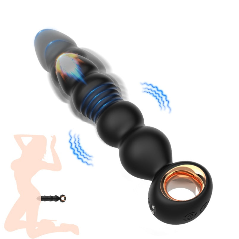 Waterproof Silicone Anal Beads Butt Plug Vibrator – Thrusting Stimulation Unisex Sex Toys