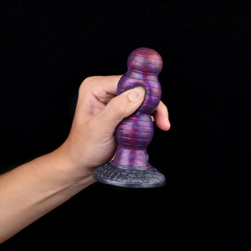 Fantasy Beaded Purple Silicone Small Dildo – Dual Density Anal Butt Plug Sex Toys for Women