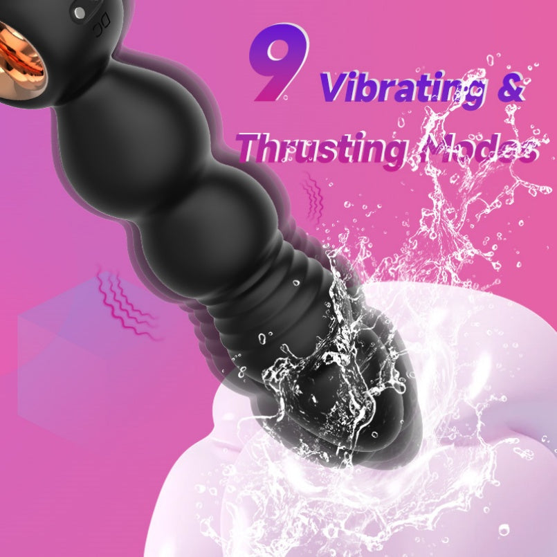 Waterproof Silicone Anal Beads Butt Plug Vibrator – Thrusting Stimulation Unisex Sex Toys