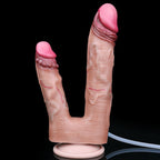 Double-Ended Squirting Dildo – Flesh Realistic Platinum Silicone | Strap-On & Couples Play