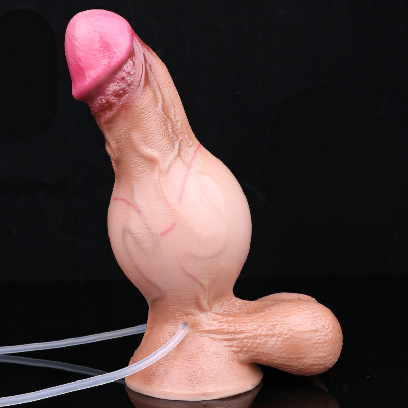 Realistic Inflatable Fake Cum Suction Dildo – Flesh Silicone Masturbation Sex Toys with Detailed Texture