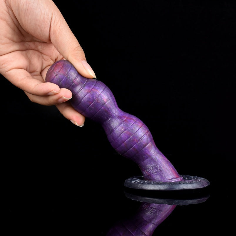 Fantasy Beaded Purple Silicone Small Dildo – Dual Density Anal Butt Plug Sex Toys for Women