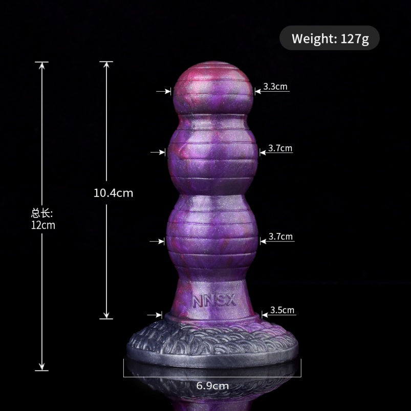 Fantasy Beaded Purple Silicone Small Dildo – Dual Density Anal Butt Plug Sex Toys for Women