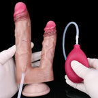 Double-Ended Squirting Dildo – Flesh Realistic Platinum Silicone | Strap-On & Couples Play