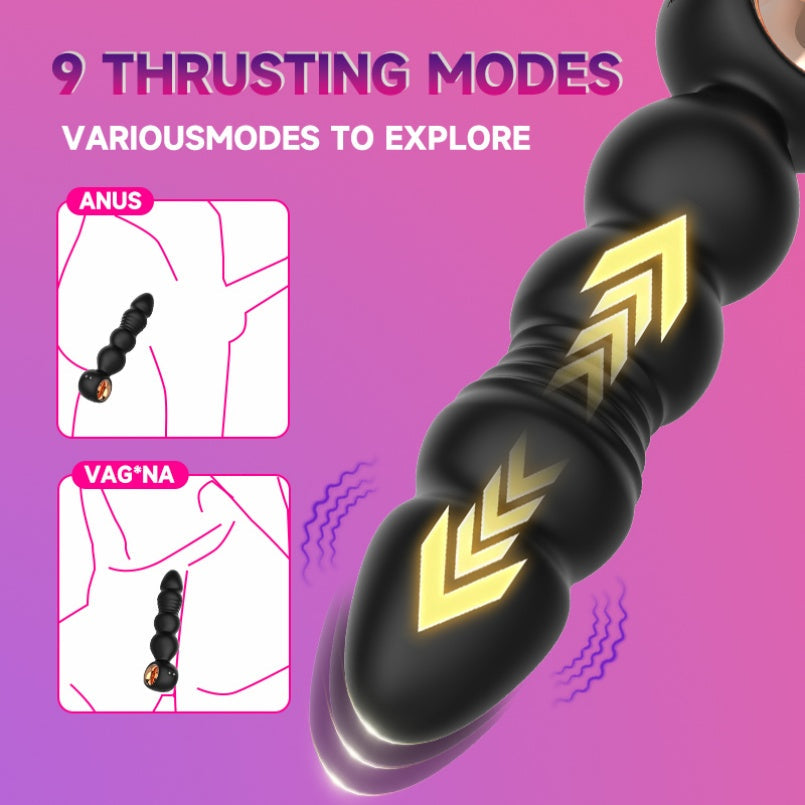 Waterproof Silicone Anal Beads Butt Plug Vibrator – Thrusting Stimulation Unisex Sex Toys