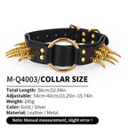 Black Leather Spiked Collar Bettie Bondage Set – Suitable for Dominant/Submissive Strap-on BDSM Gear