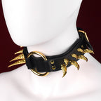 Black Leather Spiked Collar Bettie Bondage Set – Suitable for Dominant/Submissive Strap-on BDSM Gear