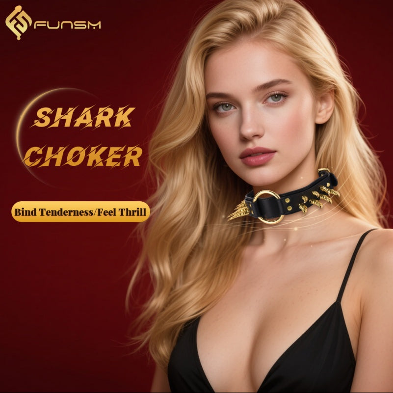 Black Leather Spiked Collar Bettie Bondage Set – Suitable for Dominant/Submissive Strap-on BDSM Gear