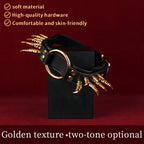 Black Leather Spiked Collar Bettie Bondage Set – Suitable for Dominant/Submissive Strap-on BDSM Gear