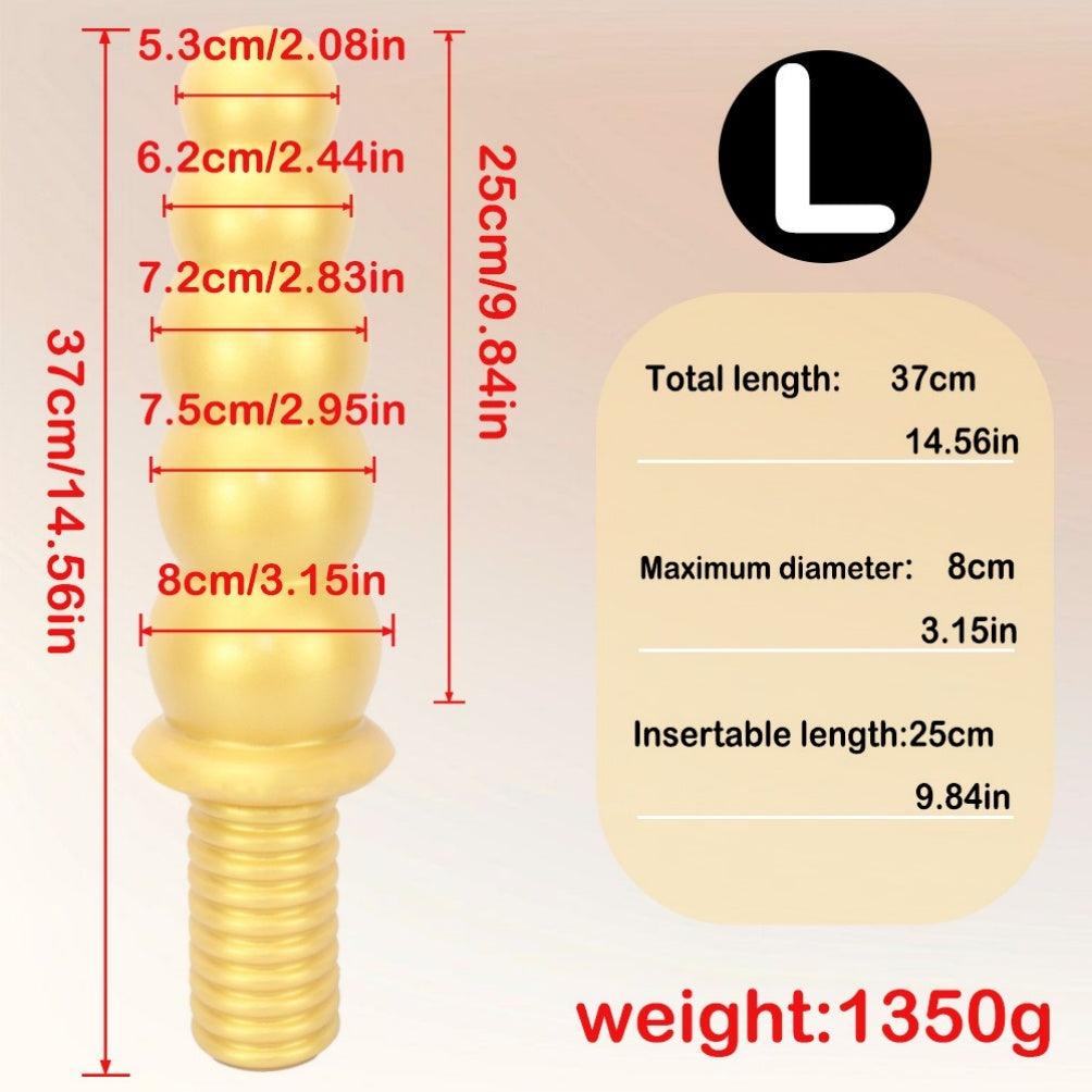 Handheld Anal Beads Fist Dildo – 5-Bead Platinum Silicone Giant Dildo | S & L | Domlust