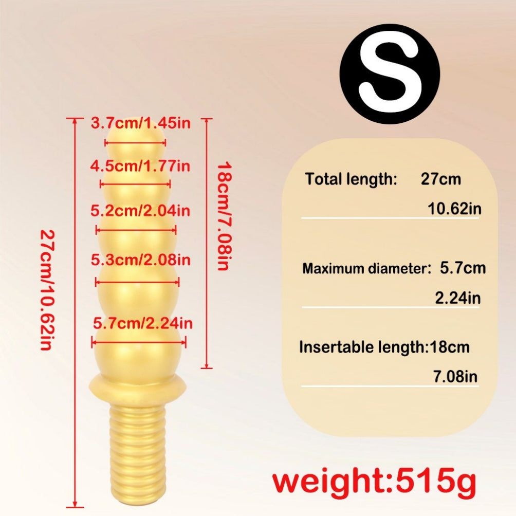 Handheld Anal Beads Fist Dildo – 5-Bead Platinum Silicone Giant Dildo | S & L | Domlust