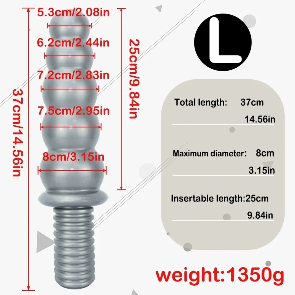 Handheld Anal Beads Fist Dildo – 5-Bead Platinum Silicone Giant Dildo | S & L | Domlust