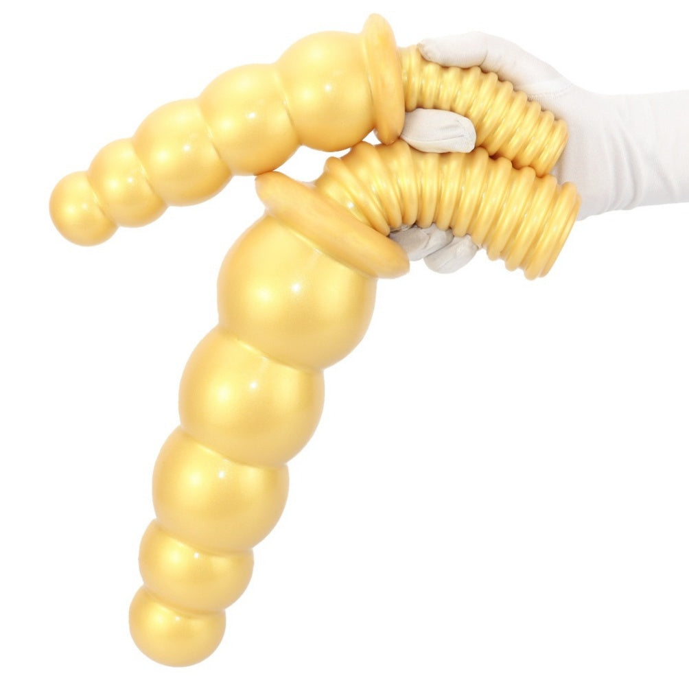 Handheld Anal Beads Fist Dildo – 5-Bead Platinum Silicone Giant Dildo | S & L | Domlust