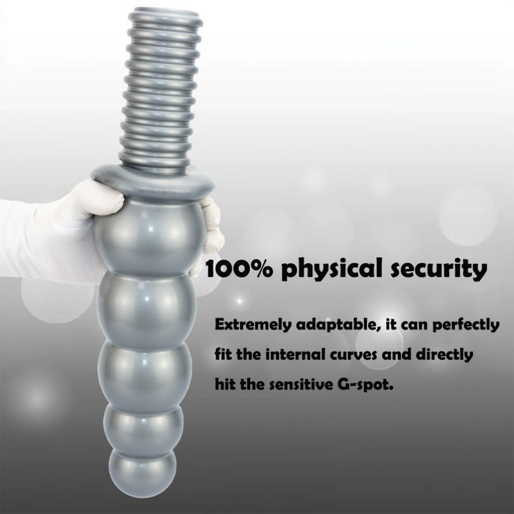 Handheld Anal Beads Fist Dildo – 5-Bead Platinum Silicone Giant Dildo | S & L | Domlust