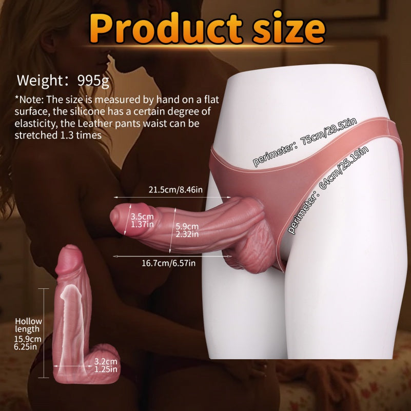 Wearable Realistic Penissleeve Extender Pants - 8.5 inch Dick Enlarger Sheath Underwear