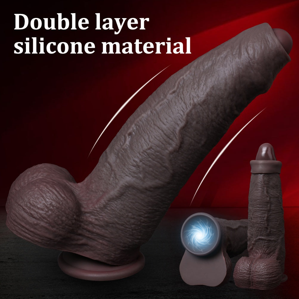 Big Black Dildo Realistic 9.84 Inch – Movable Foreskin Giant Silicone Suction | Domlust