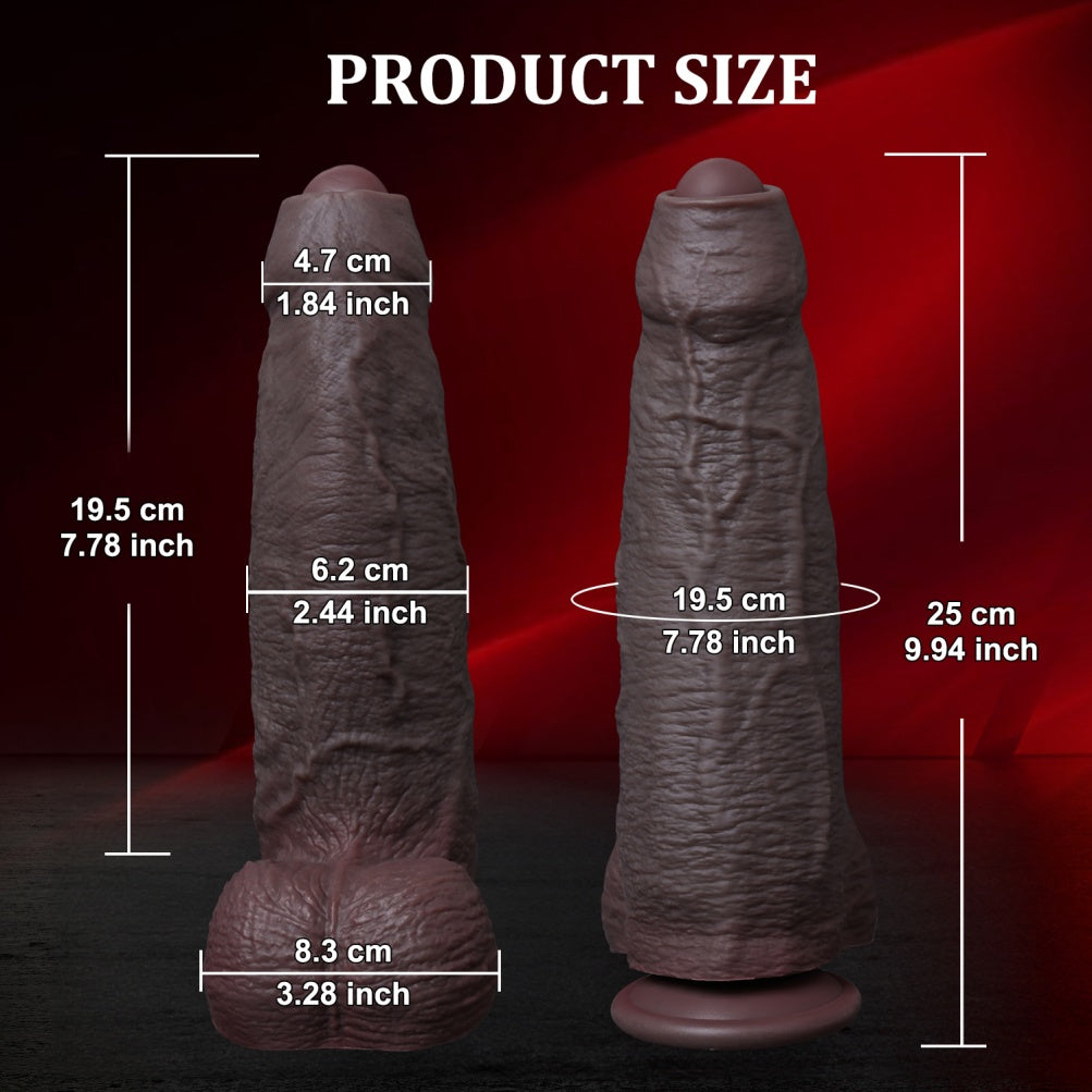 Big Black Dildo Realistic 9.84 Inch – Movable Foreskin Giant Silicone Suction | Domlust