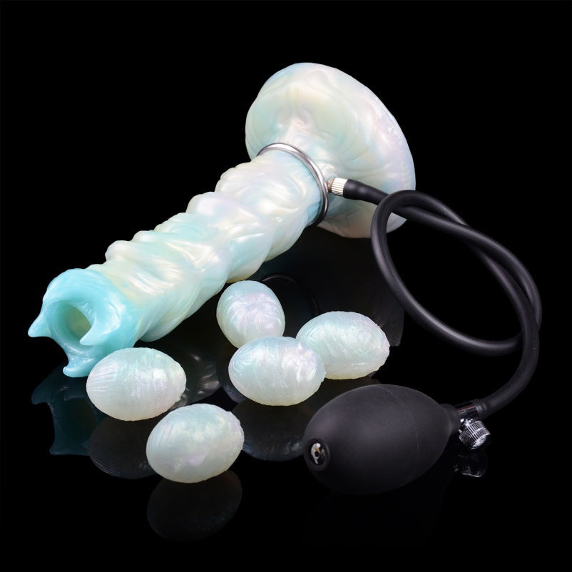 Domlust Spiral Ovipositor Dildo – Platinum Silicone Fantasy Fetish Toy for Vaginal & Anal Play