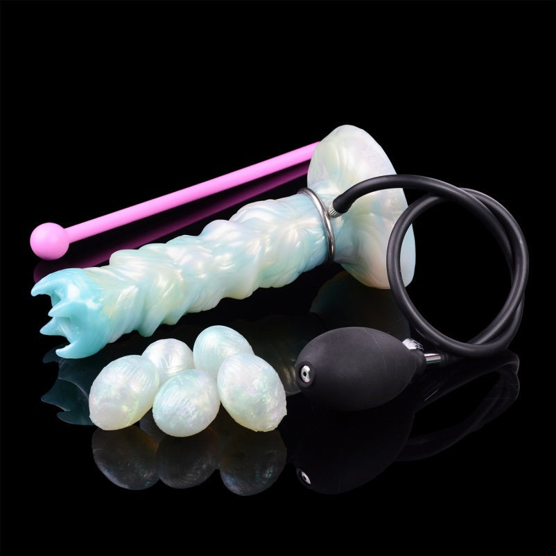 Domlust Spiral Ovipositor Dildo – Platinum Silicone Fantasy Fetish Toy for Vaginal & Anal Play