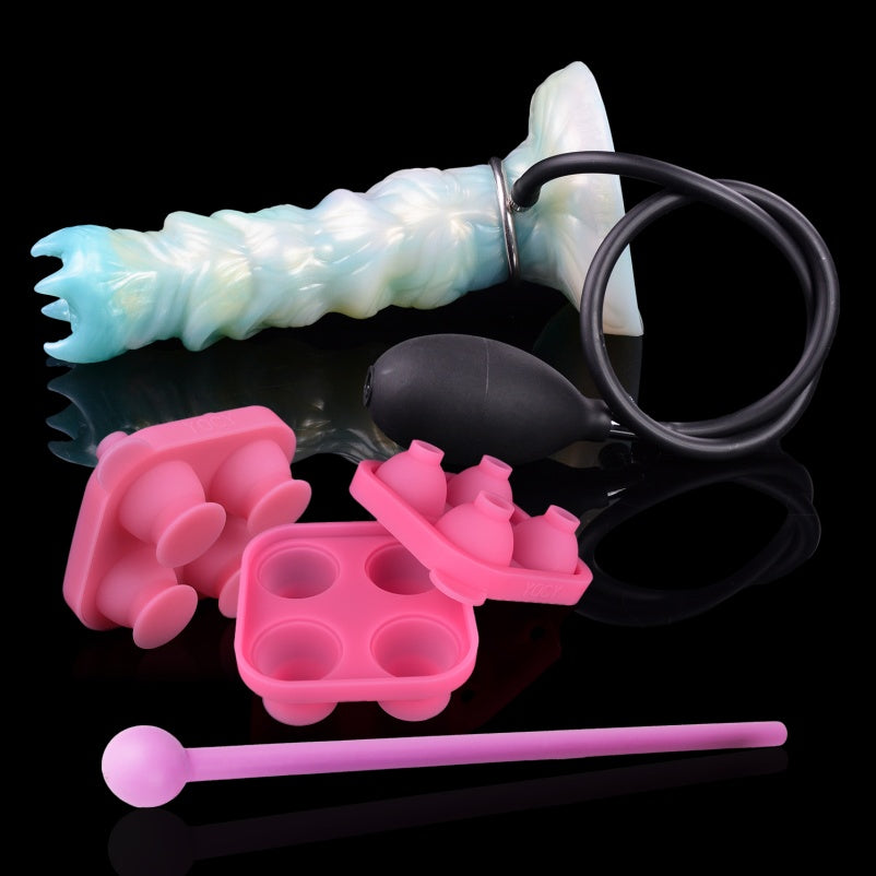 Domlust Spiral Ovipositor Dildo – Platinum Silicone Fantasy Fetish Toy for Vaginal & Anal Play