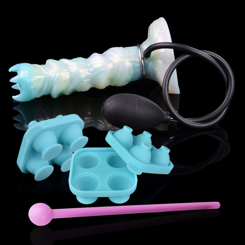 Domlust Spiral Ovipositor Dildo – Platinum Silicone Fantasy Fetish Toy for Vaginal & Anal Play