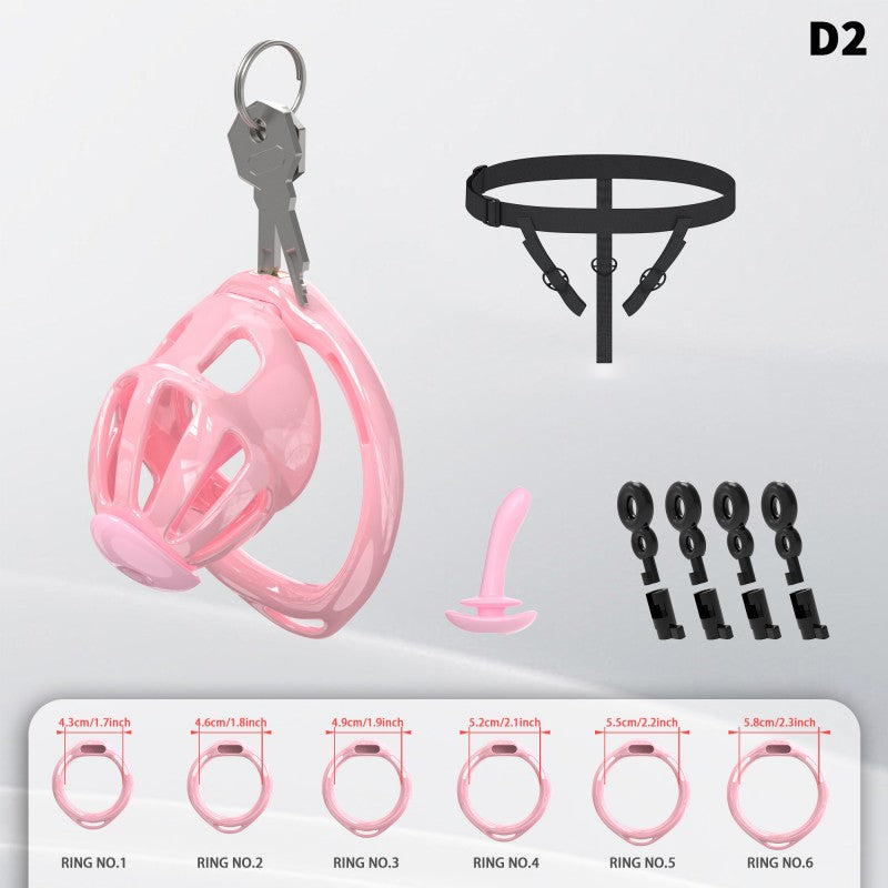 Hollow Design Chastity Cage | Adjustable Ring Locking Device with Harness Strap (D2)