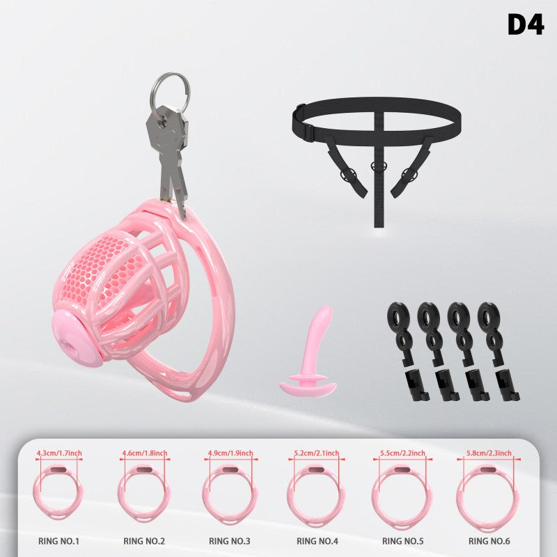 Honeycomb Mesh Adjustable Chastity Cage with Harness Strap (D4)