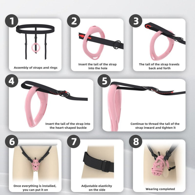 Silicone Soft Nail Chastity Cage | Male Chastity Device with Airport-Security Plastic Lock – 3 Wearing Methods, Pink/Black/Purple, S/M Sizes