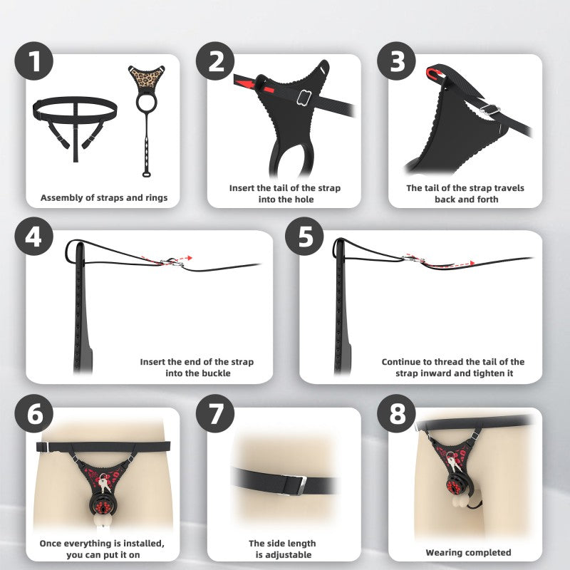 Flat Head Silicone Chastity Harness with Vibrating Plug & Remote Control-GSD Series