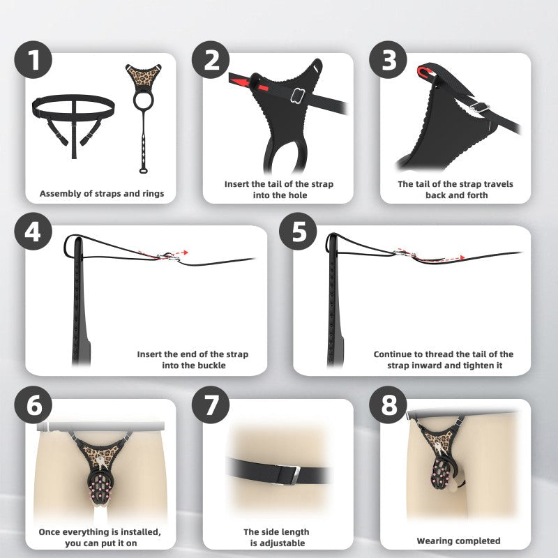 Spiked Chastity Cage Harness Set with Remote Vibrating Anal Plug GSD