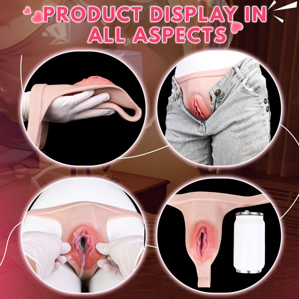 Gay Strap-On Realistic Pussy Panties - Life Size Vaginal Penis Massage Masturbation Toy