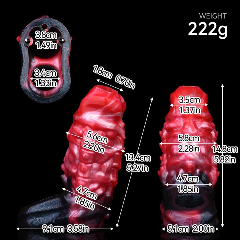 Monster Vibrating Penis Sleeve Extender - Fantasy Cock Sheath Sex Toys for Men Gay
