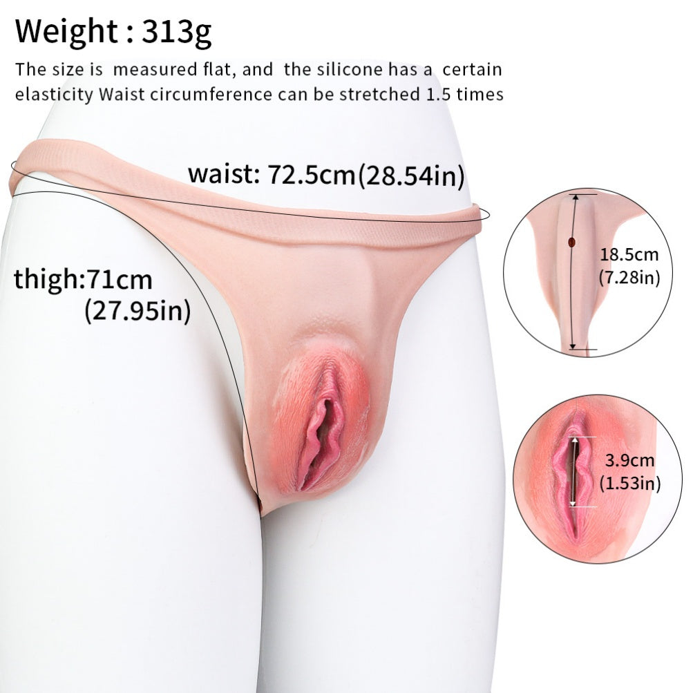 Gay Strap-On Realistic Pussy Panties - Life Size Vaginal Penis Massage Masturbation Toy