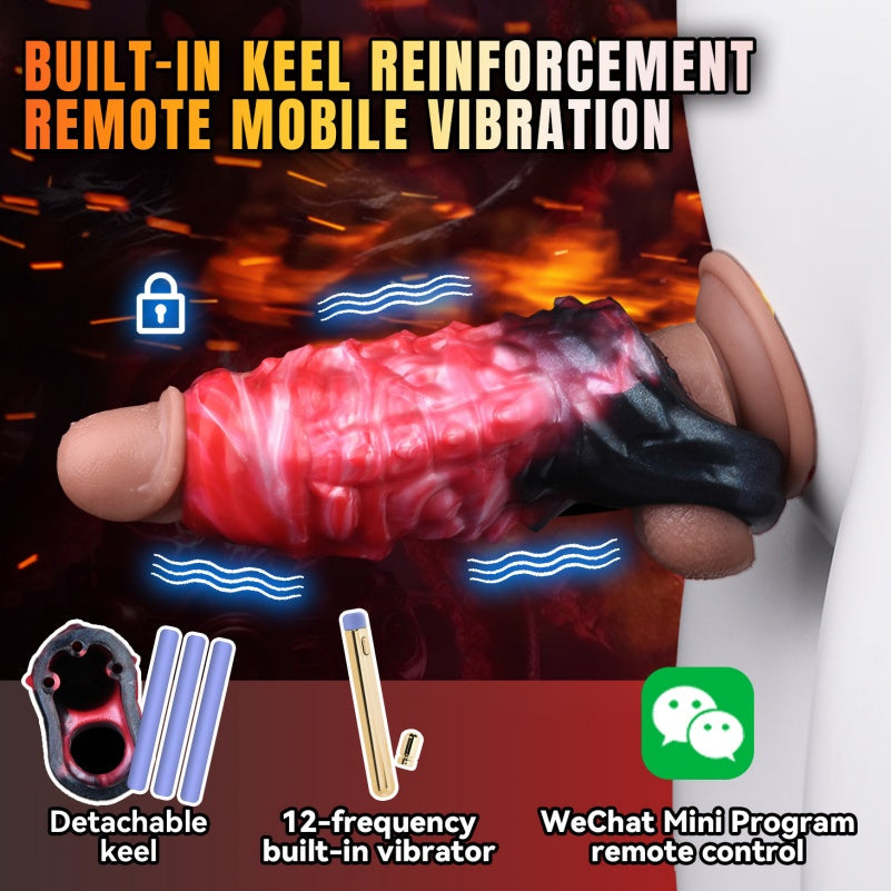 Monster Vibrating Penis Sleeve Extender - Fantasy Cock Sheath Sex Toys for Men Gay