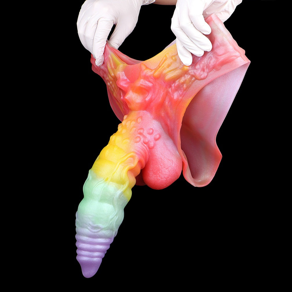 Peacock Penis Sleeve Pants Sheath Underwear - Fantasy Silicone Cock Extender for Men Gay