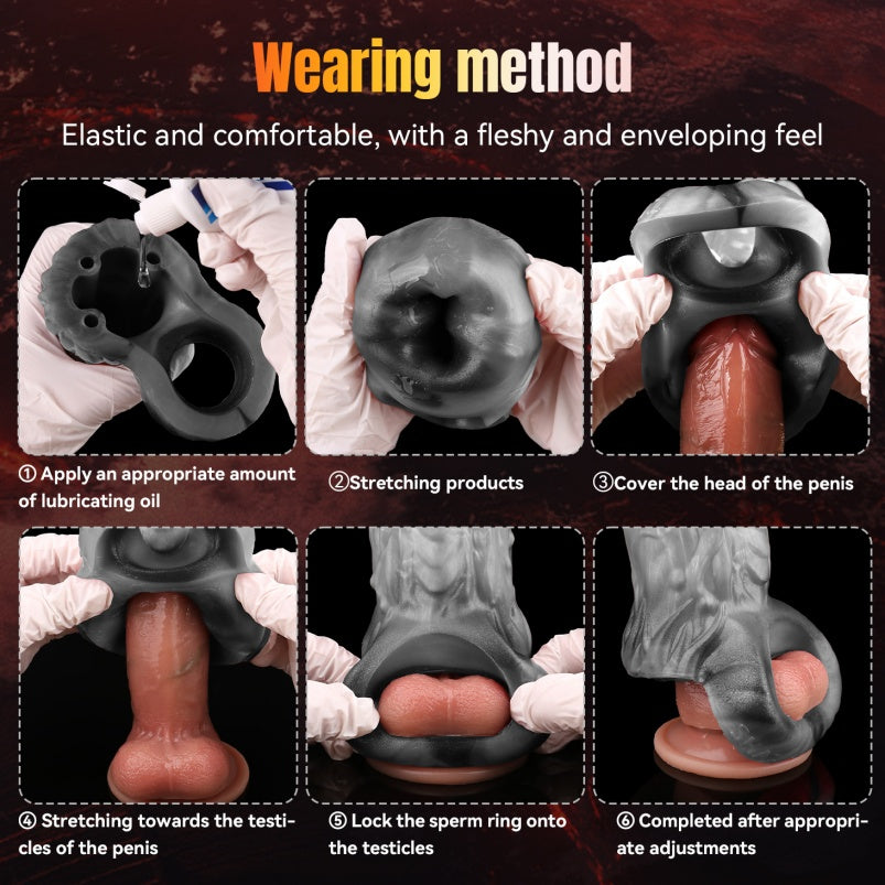 Crimson Silicone Dragon Mouth Fantasy Cock Sleeve Vibrator - Designed for 5.5in Men to Combat Softness and Enhance Ejaculation Control