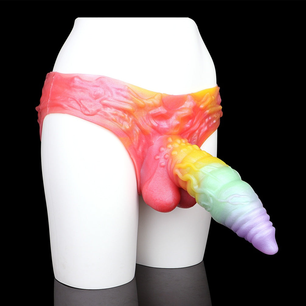 Peacock Penis Sleeve Pants Sheath Underwear - Fantasy Silicone Cock Extender for Men Gay