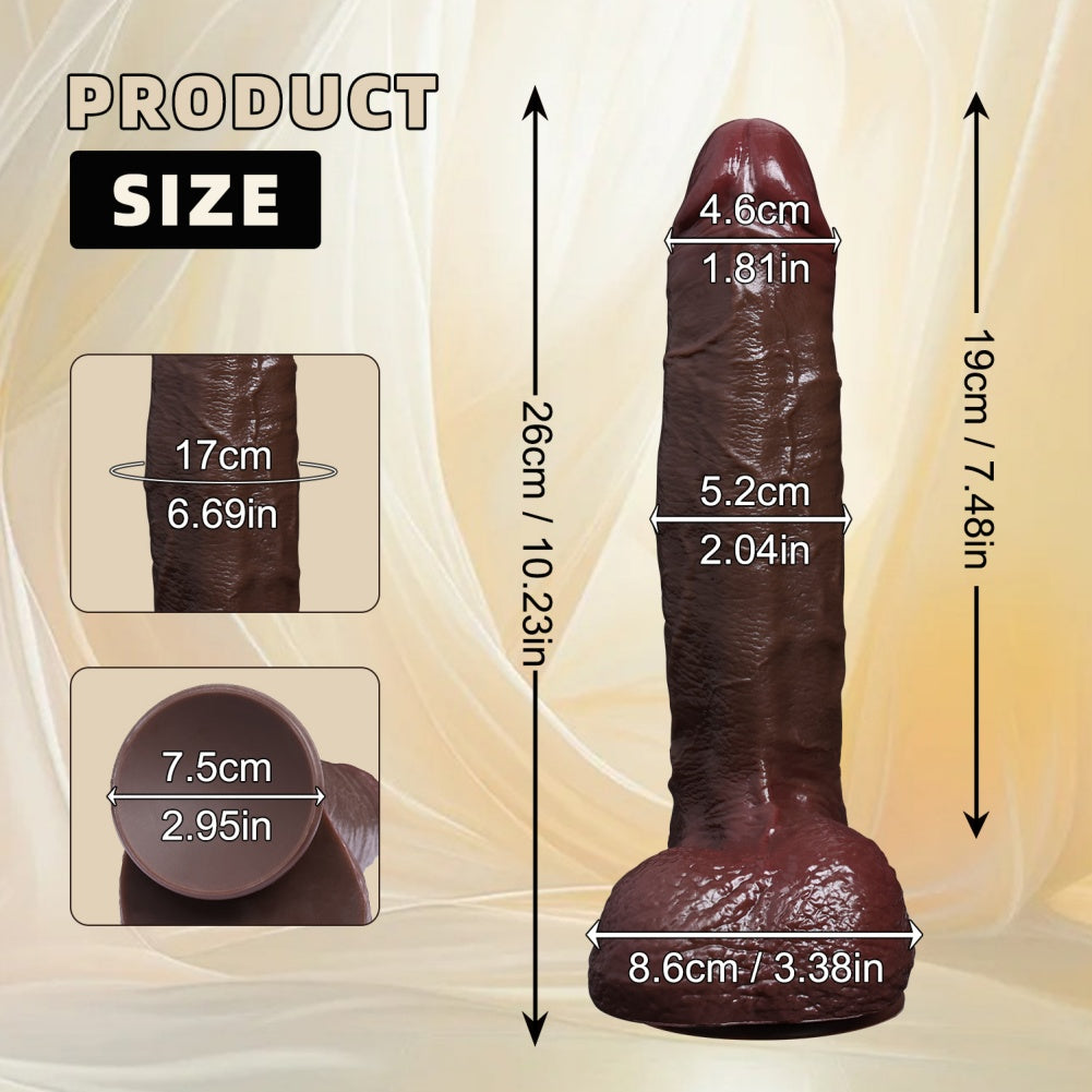 Domlust 10-Inch Black Realistic Dildo – Dual Density Silicone BBC | Life-Size Suction Cup