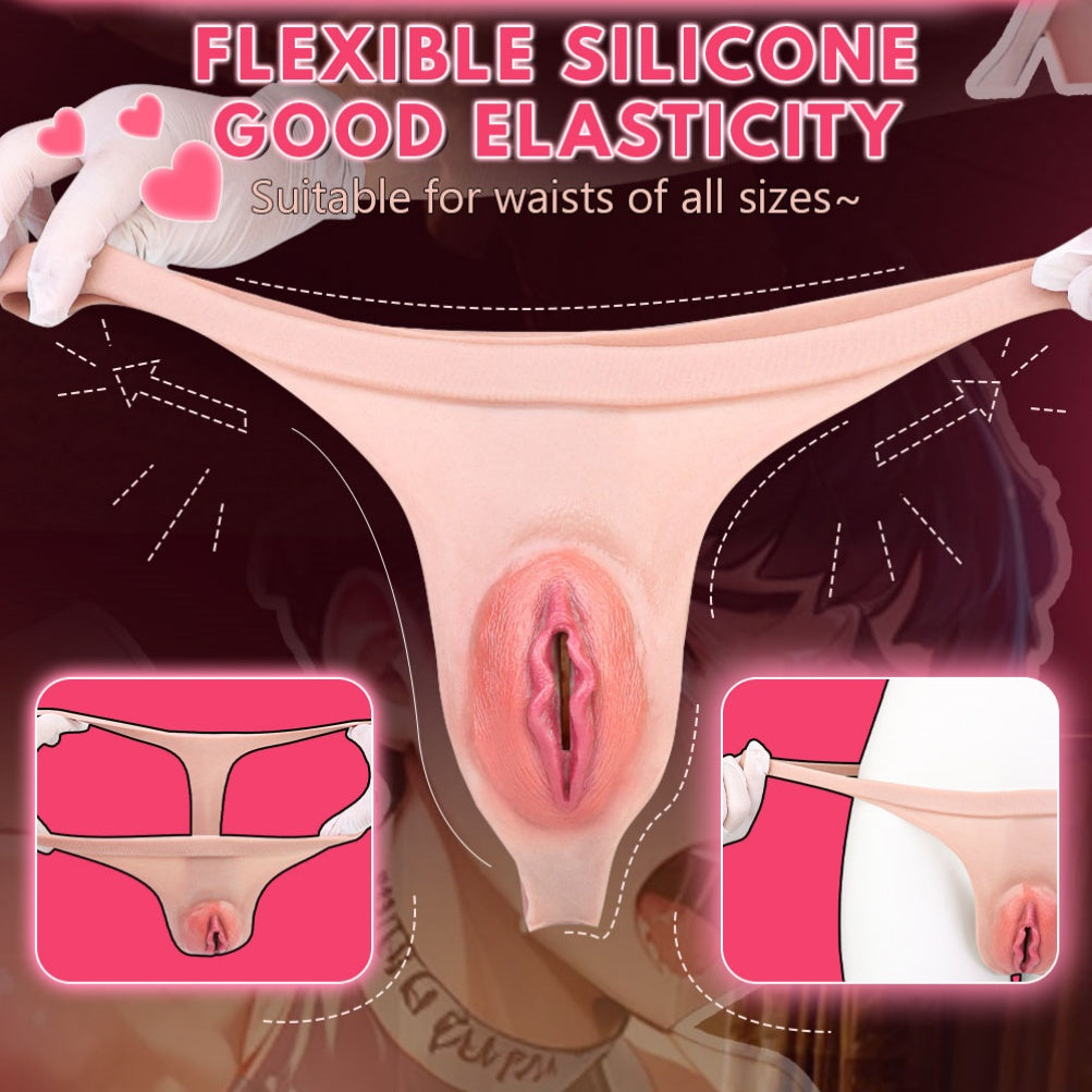 Gay Strap-On Realistic Pussy Panties - Life Size Vaginal Penis Massage Masturbation Toy