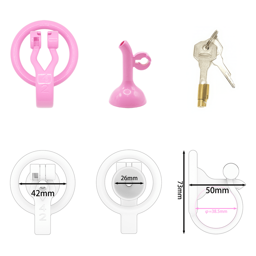 Adjustable Chastity Cage with Lock & Keys Secure Ring Base (42/46/50mm) - Tarisss Sex Toy Store