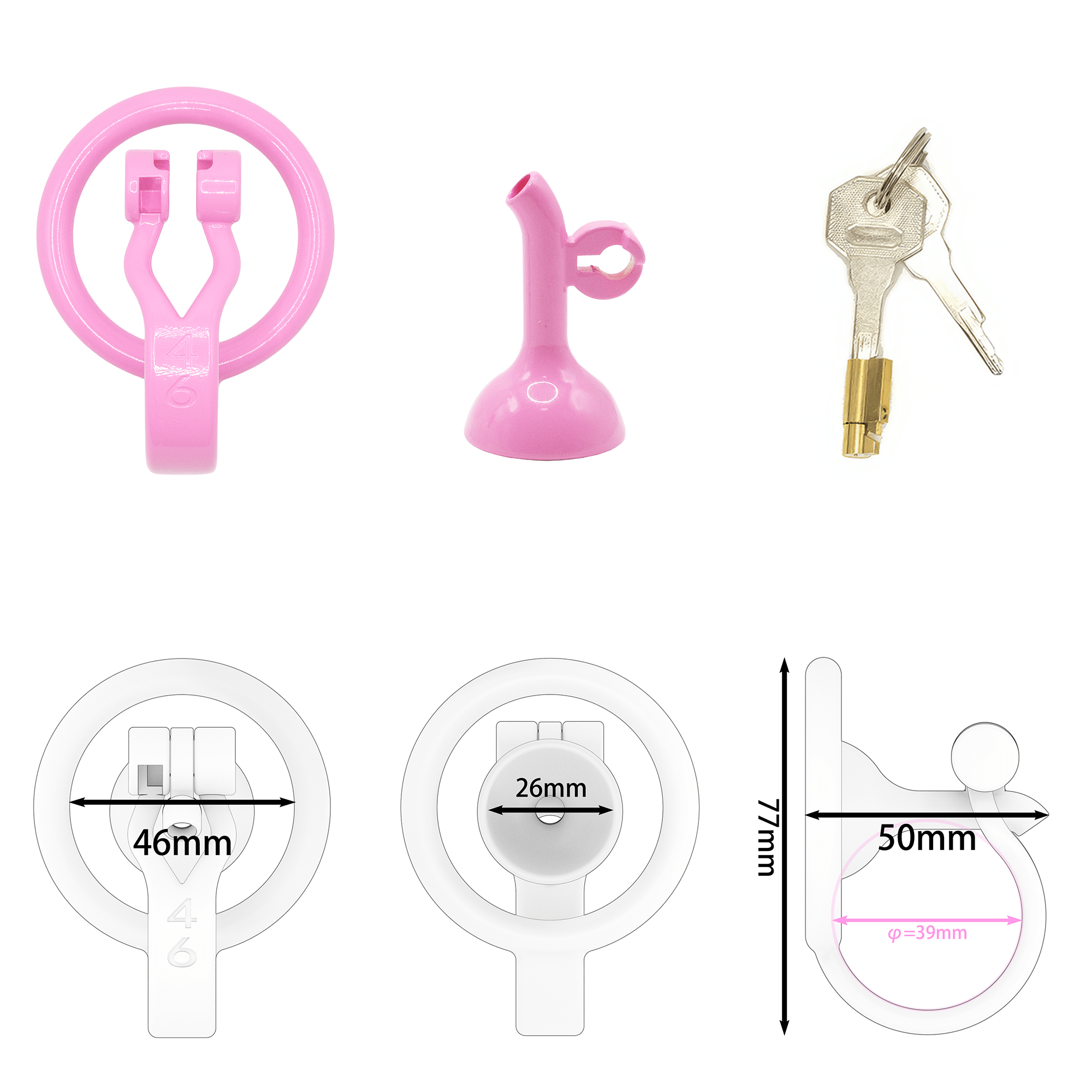 Adjustable Chastity Cage with Lock & Keys Secure Ring Base (42/46/50mm) - Tarisss Sex Toy Store