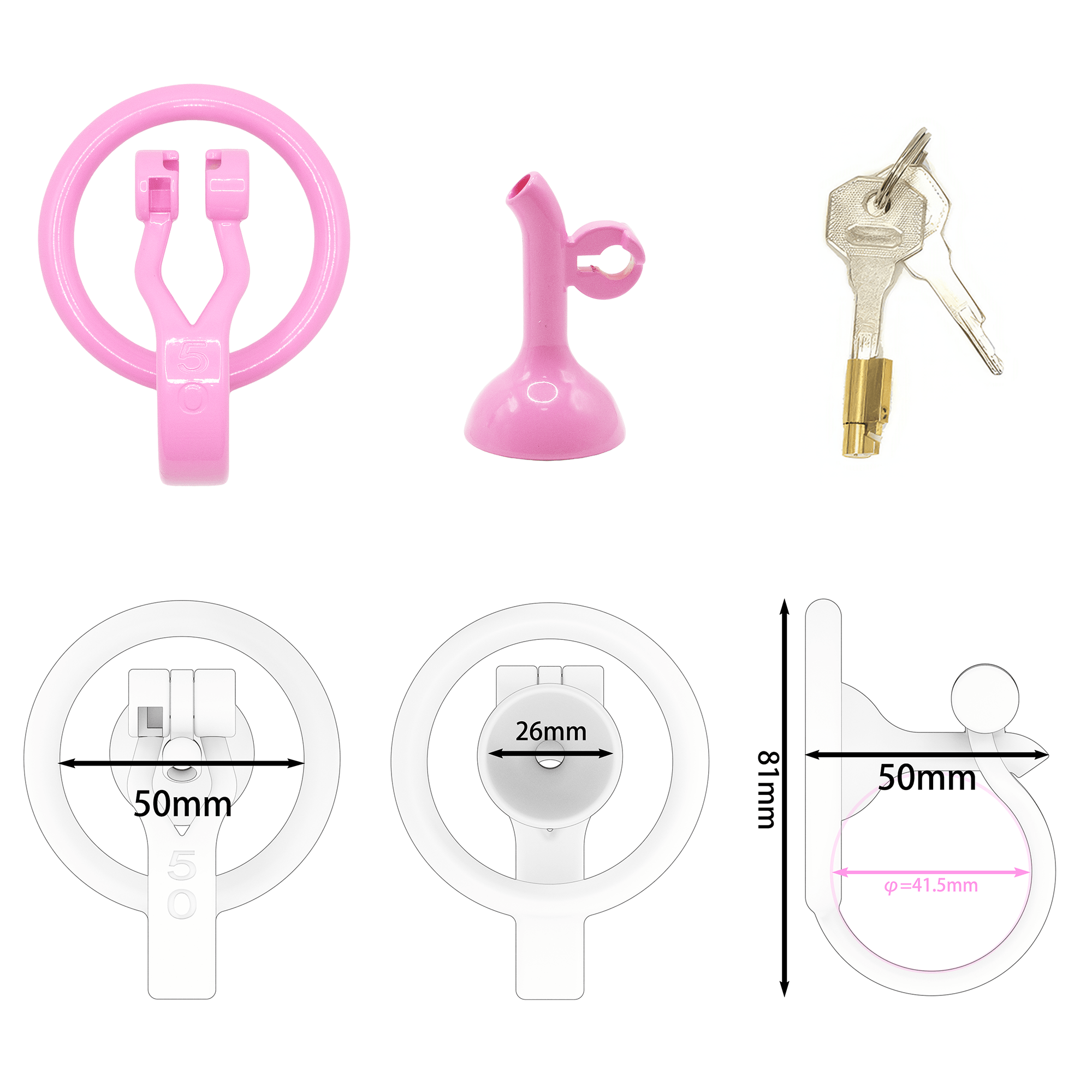 Adjustable Chastity Cage with Lock & Keys Secure Ring Base (42/46/50mm) - Tarisss Sex Toy Store