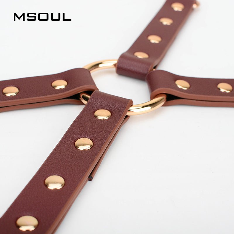 Adjustable Leather Harness Strap Set with Metal Buckles & Connectors - Tarisss Sex Toy Store