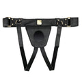 Adjustable Leather Strap - On Harness – Wearable Suction Base Edition (Black) - Tarisss Sex Toy Store