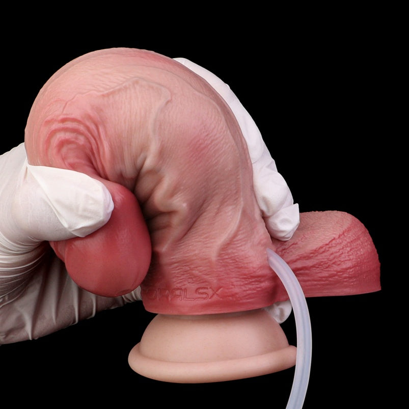 Domlust Thick Squirting Dildo – Platinum Silicone 2.24" Girth Life-Size Ejaculation Suction Cup Fetish Sex Toy
