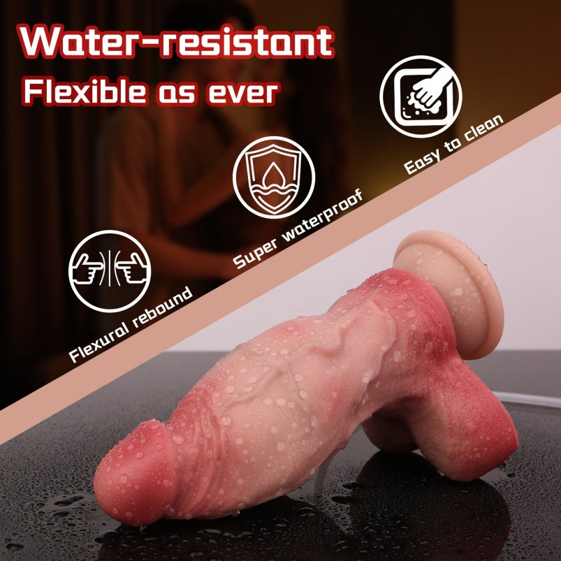 Domlust Thick Squirting Dildo – Platinum Silicone 2.24" Girth Life-Size Ejaculation Suction Cup Fetish Sex Toy